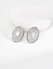 Sterling silver mother shell hollow design earrings