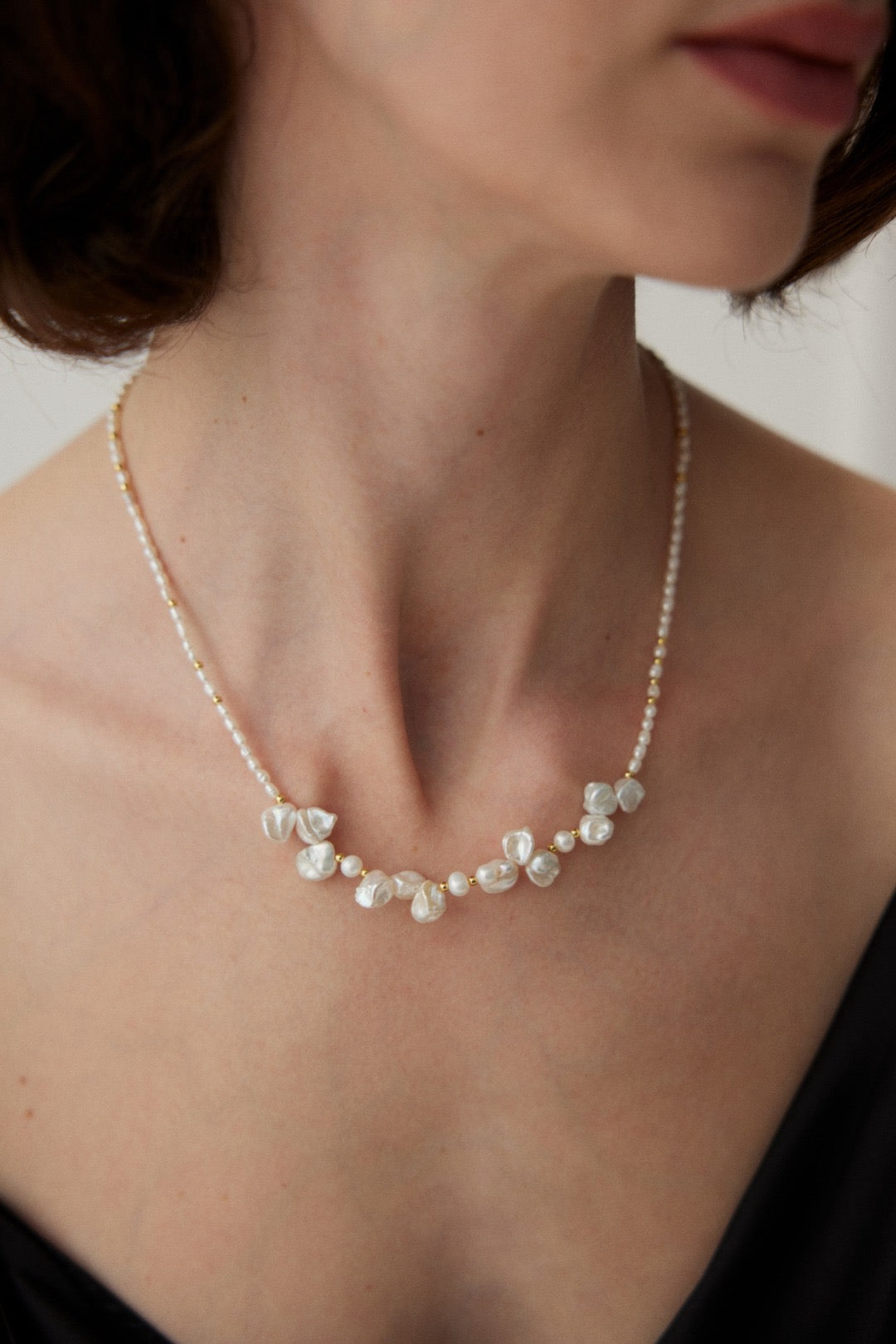 Morning Dew Cherry Dream Natural Baroque Stone Pearl Necklace