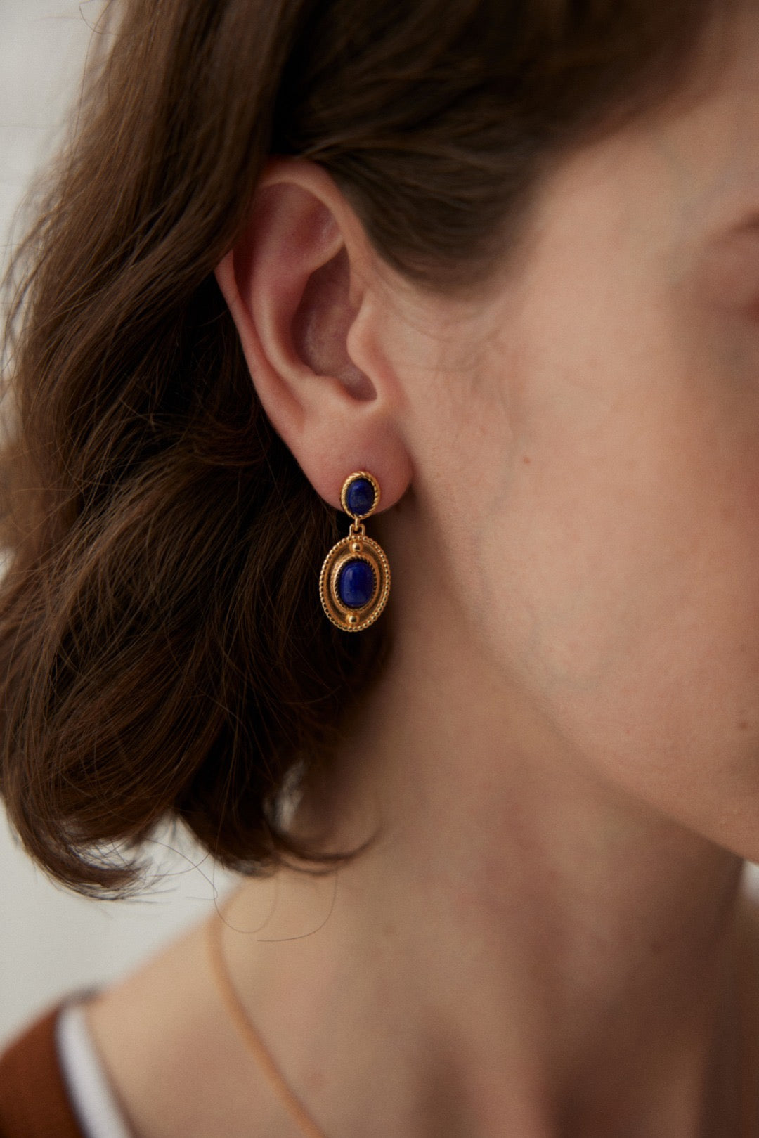 Beaded Lapis Lazuli Earrings