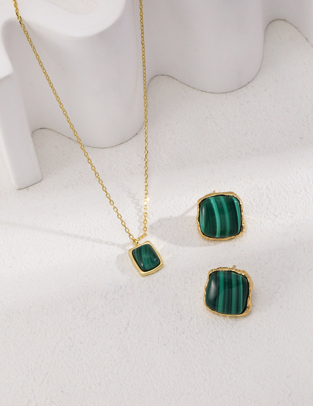 Sterling Silver Malachite Earrings