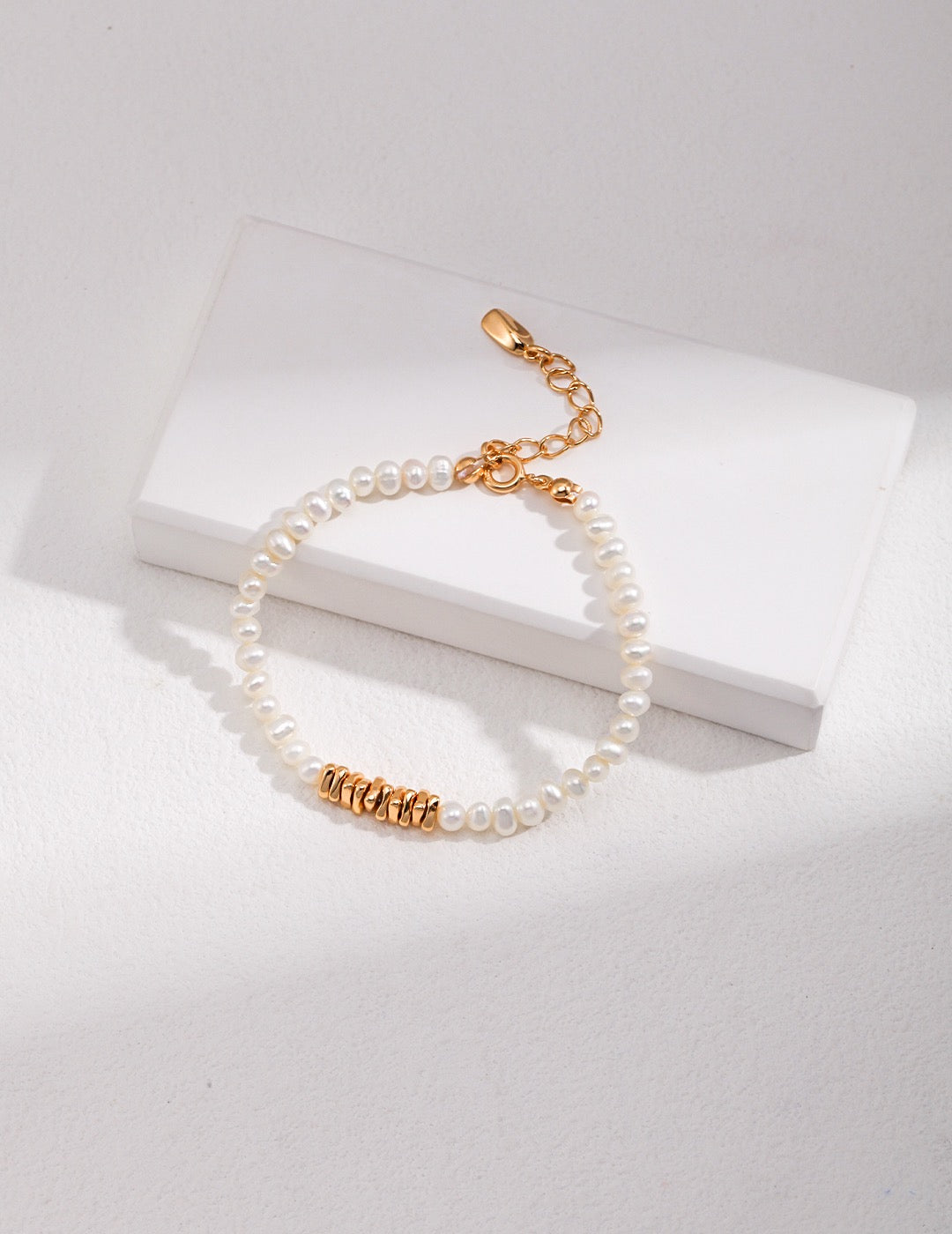 Sterling Silver Bead Pearl Bracelet