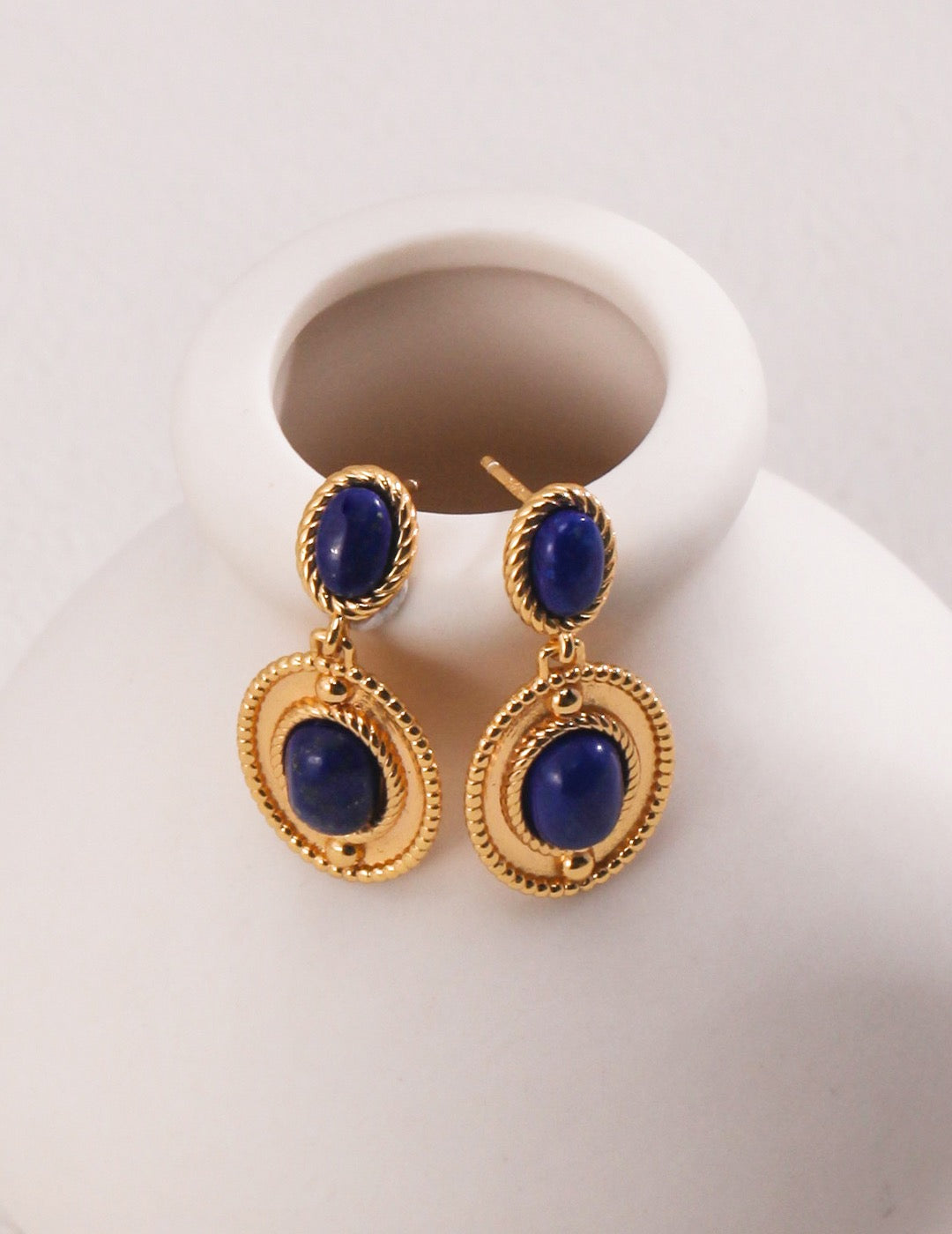 Beaded Lapis Lazuli Earrings