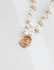 Natural Pearl Necklace - Vintage Gold
