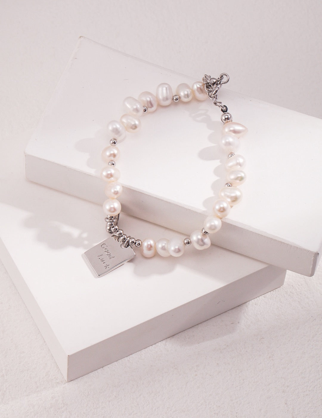 Adjustable Silver Bracelet - Baroque Pearls