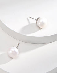 Minimalist Sterling Silver Pearl Earrings