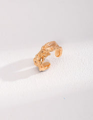 Vintage Gold-Textured S925 Silver Ring - Front View