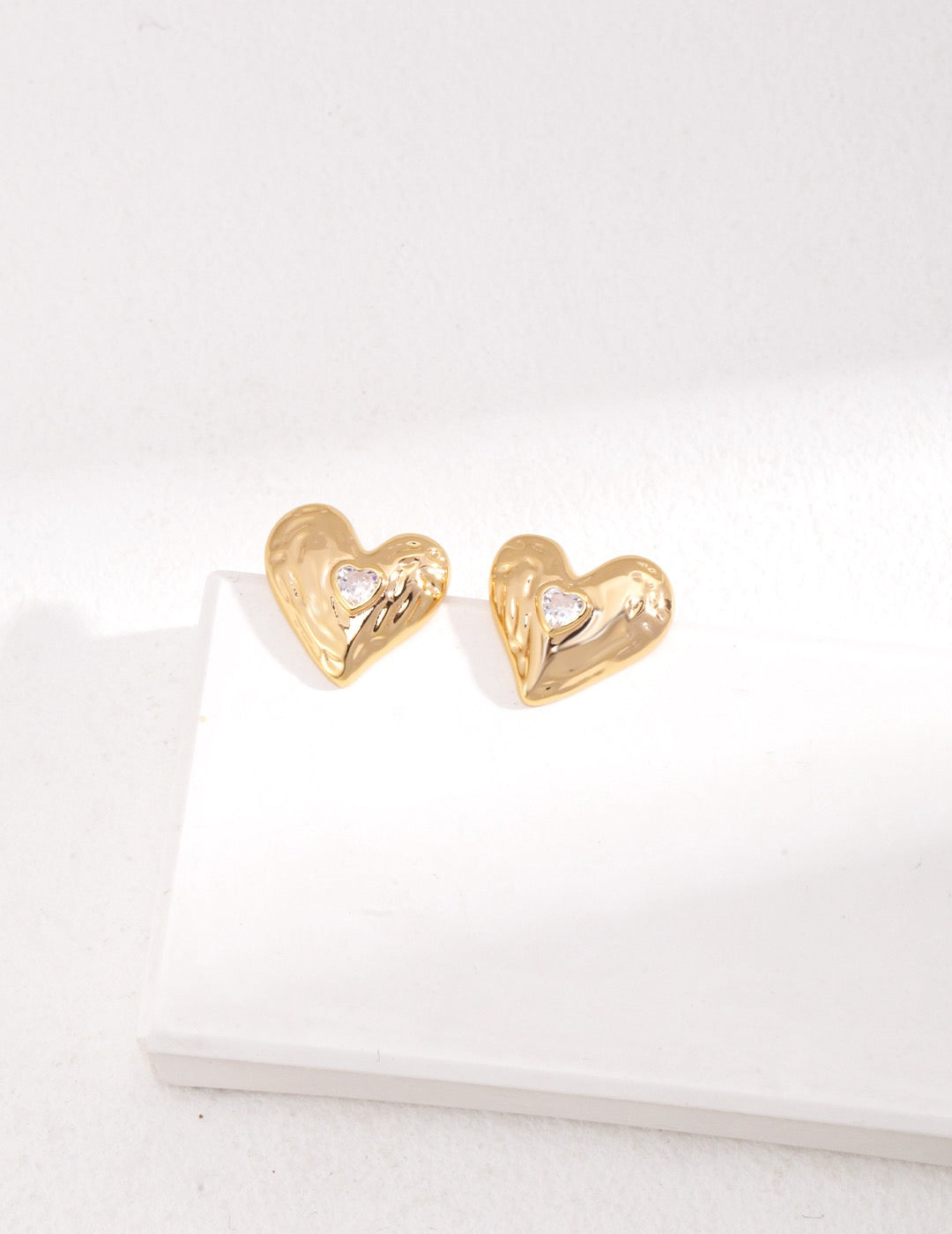 Sterling Silver Heart Zirconia Earrings