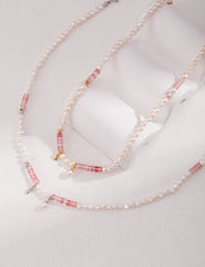 Sterling Silver Pink Crystal Pearl Necklace