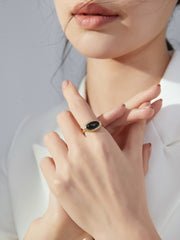 Stylish Model Showcasing 'Dovis' Agate Gemstone Ring