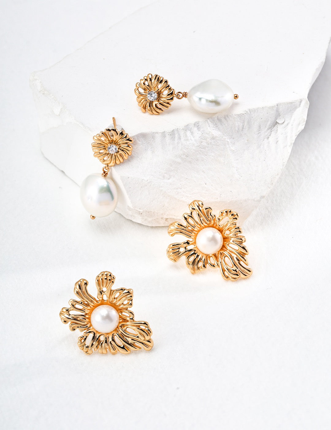 Sterling Silver Pearl Daisy Earrings