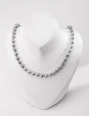 Platinum gray natural pearl necklace