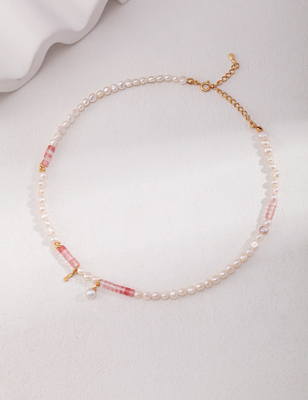 Sterling Silver Pink Crystal Pearl Necklace