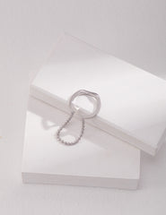 Sterling Silver Fluid Ring with Chain Detail