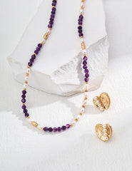 S925 Silver Vintage Natural Pearl Amethyst Necklace