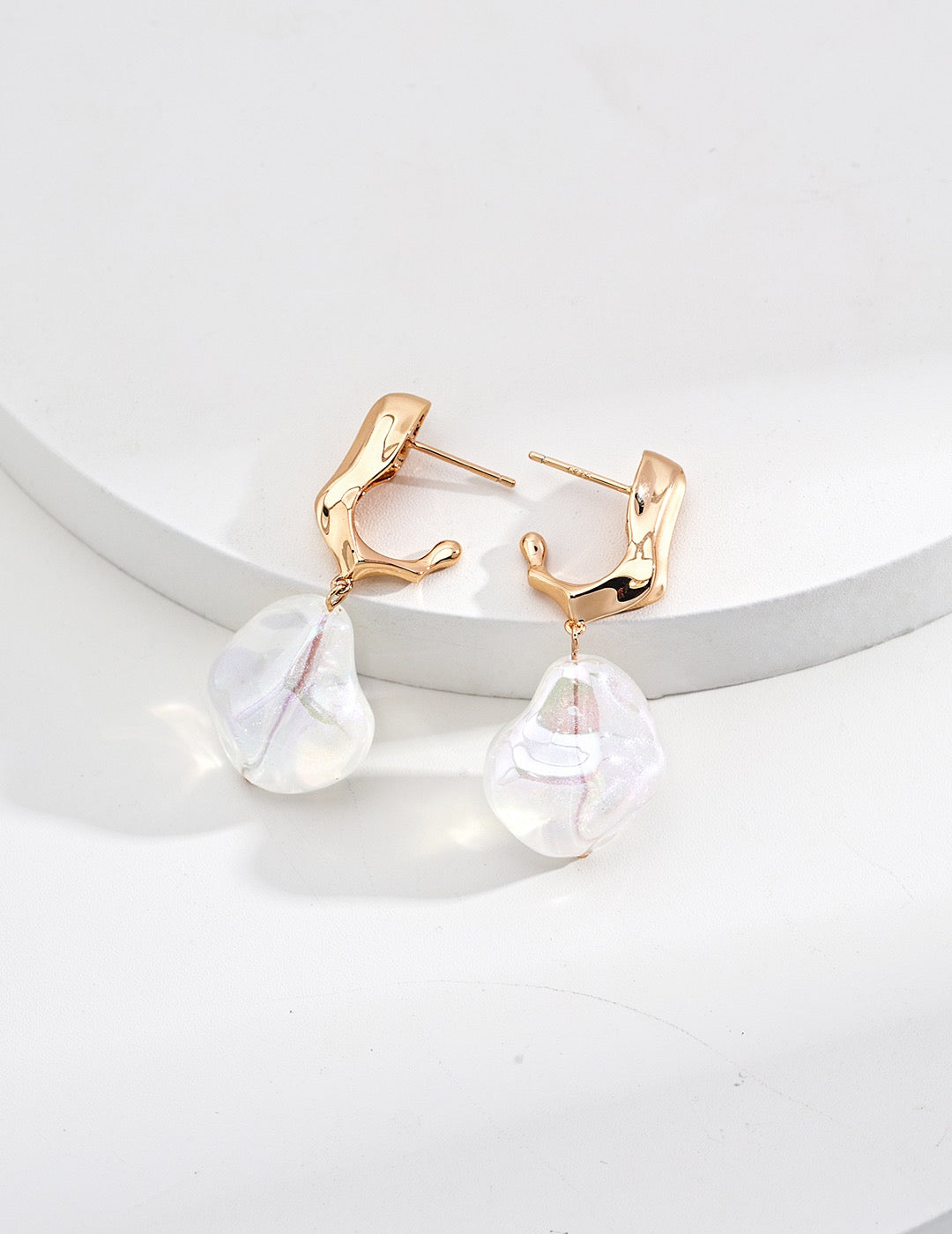 Irregular resin stone earrings