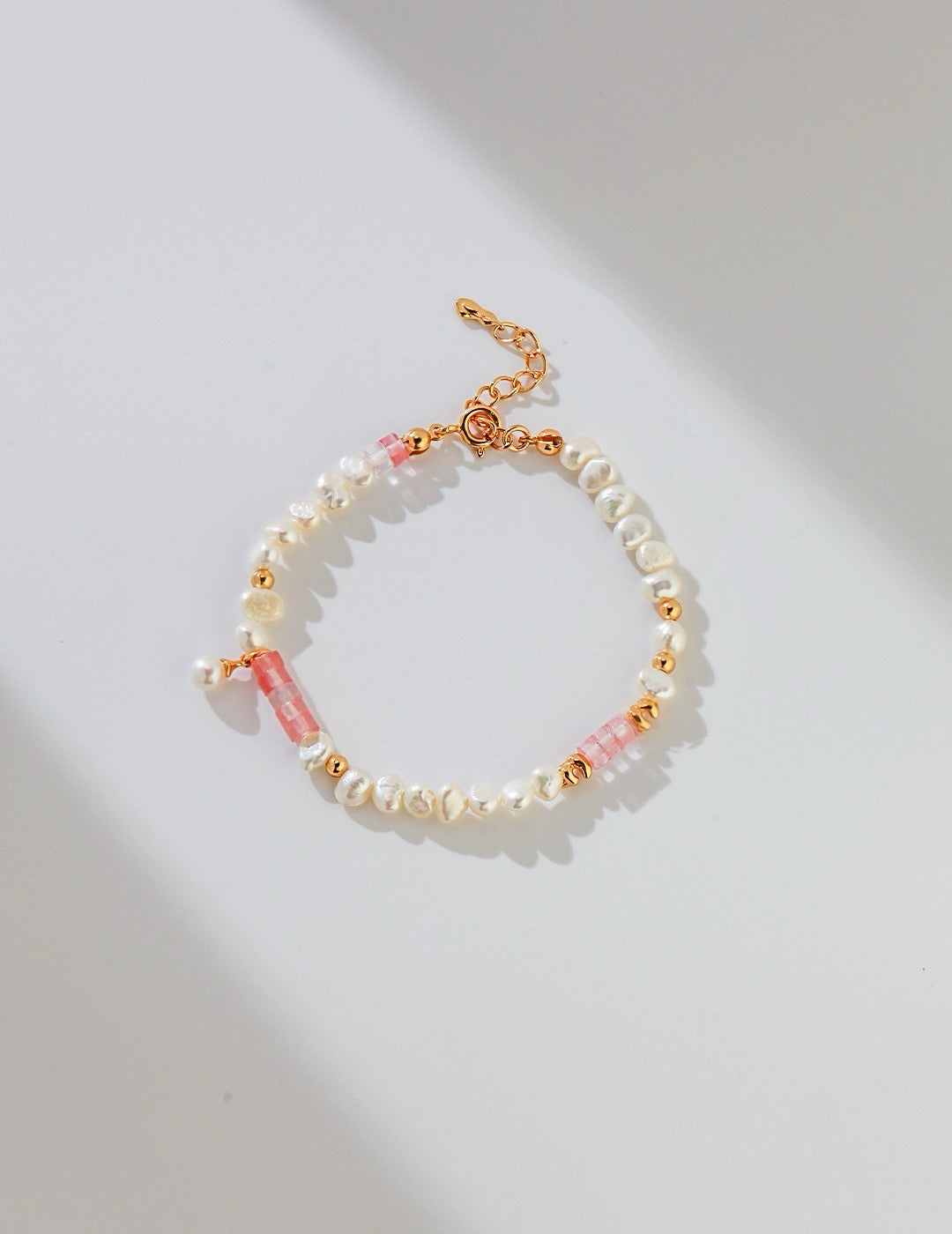 Sterling Silver Pink Crystal Pearl Bracelet