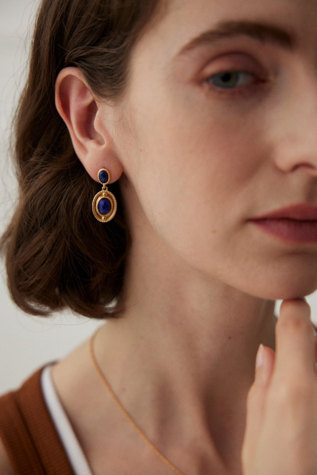 Beaded Lapis Lazuli Earrings