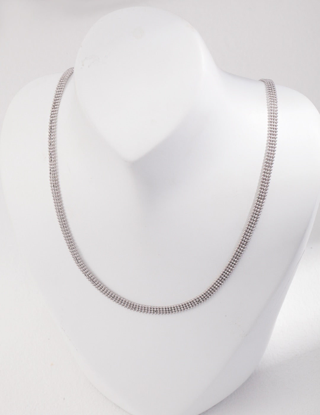 Sterling Silver Fine Bead Lace Chain Necklace