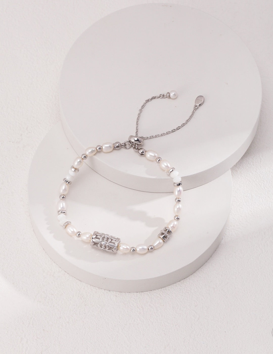 Elsa Sterling Silver Pearl Agate Zirconia Bracelet