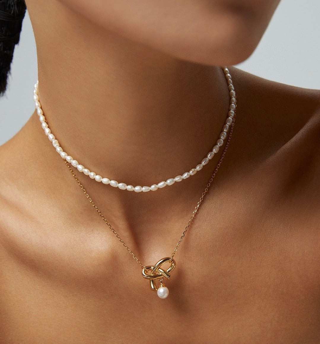 Love bow series sterling silver pearl necklace