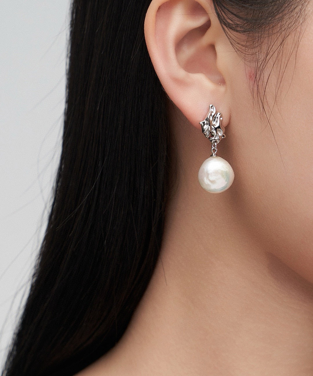 Sterling Silver Baroque Pearl Earrings