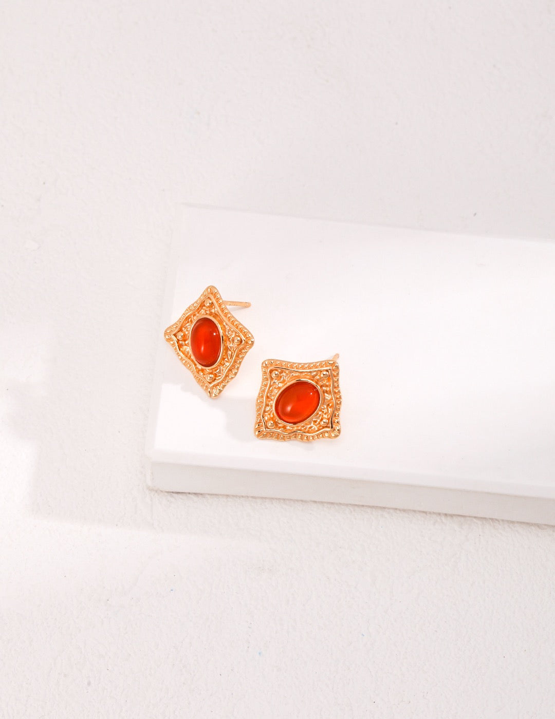 Sterling silver talus laphile/red agate earrings