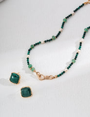 S925 silver natural malachite pearl necklace (necklace/bracelet dual-use)