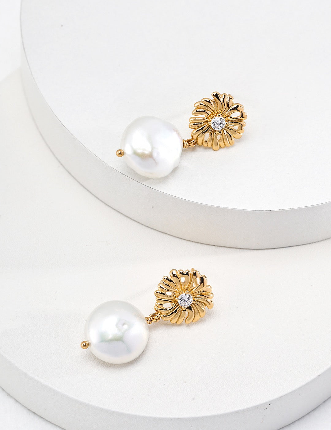 Sterling Silver Pearl Daisy Earrings