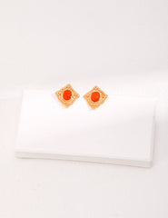 Sterling silver talus laphile/red agate earrings