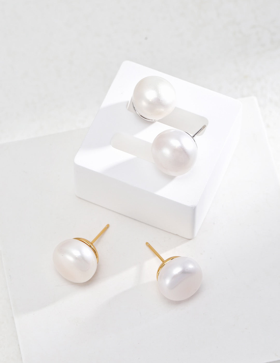 Minimalist Sterling Silver Pearl Earrings