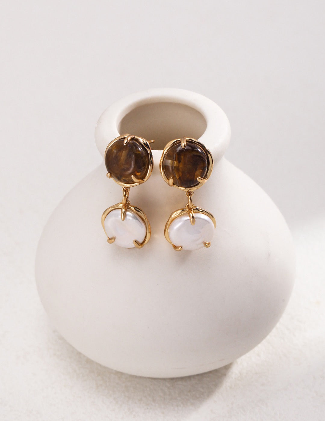 Sterling silver pearl resin earrings