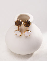 Sterling silver pearl resin earrings