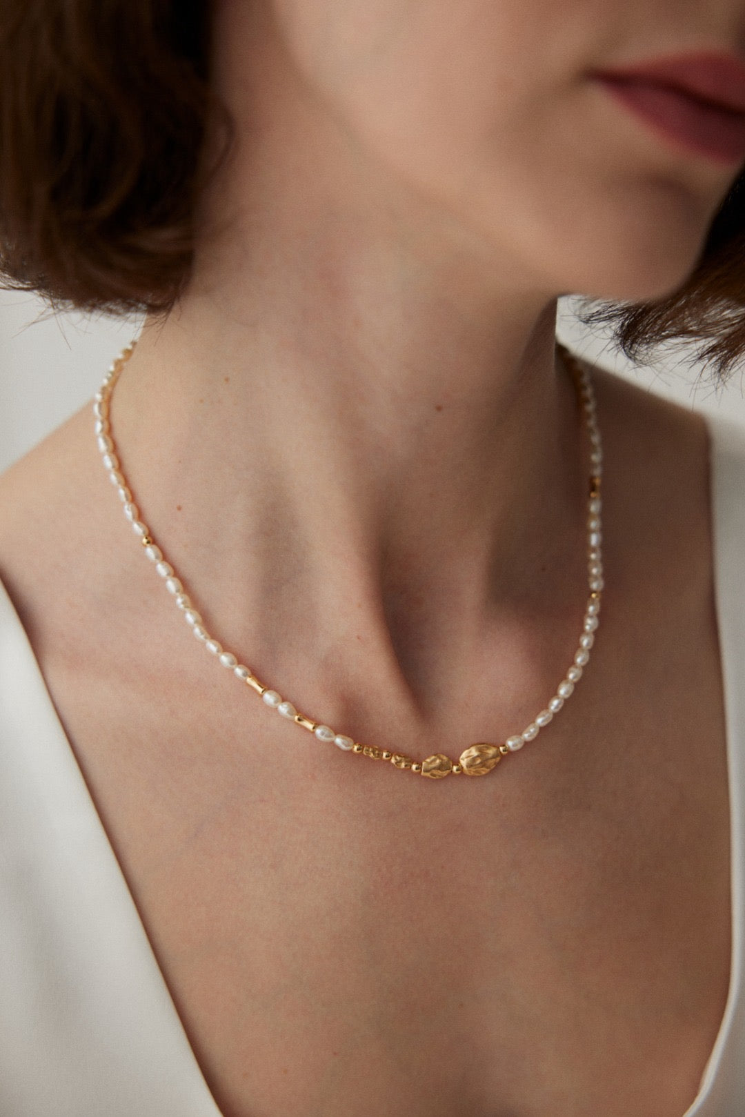 Sterling Silver Natural Textured Pearl Necklace