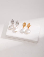 Sterling Silver Baroque Pearl Earrings