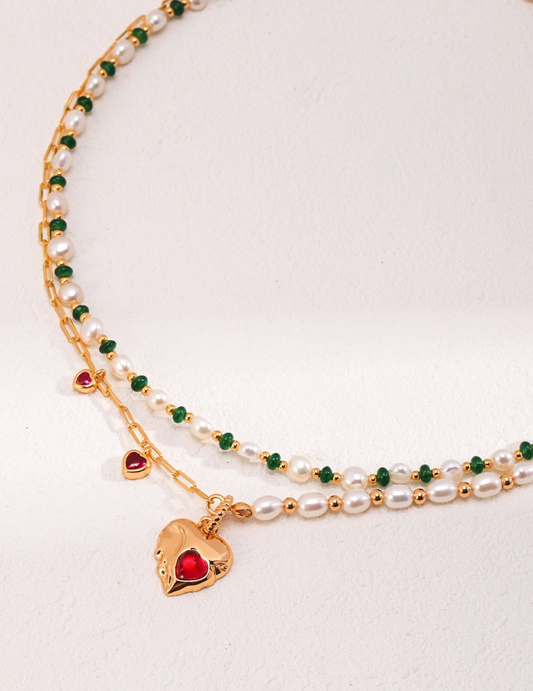 Pearl emerald necklace