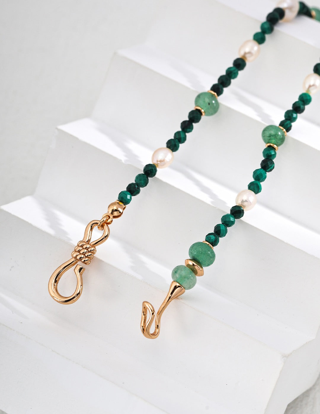 S925 silver natural malachite pearl necklace (necklace/bracelet dual-use)