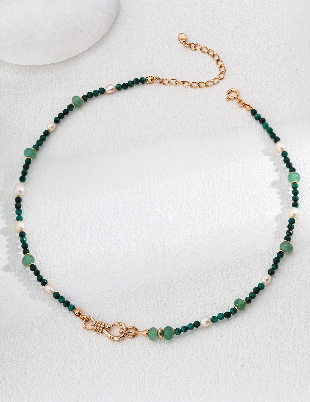 S925 silver natural malachite pearl necklace (necklace/bracelet dual-use)