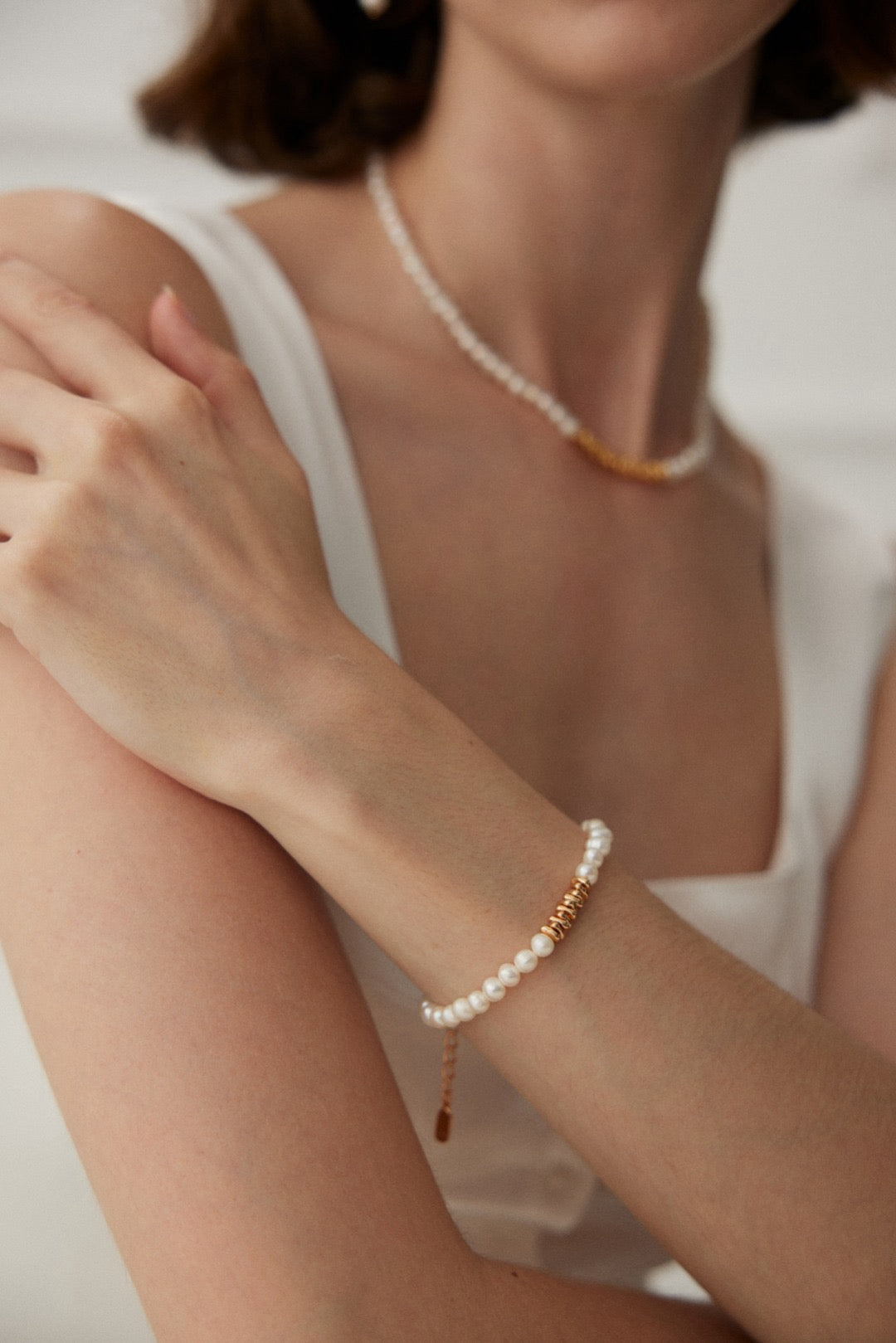 Sterling Silver Bead Pearl Bracelet