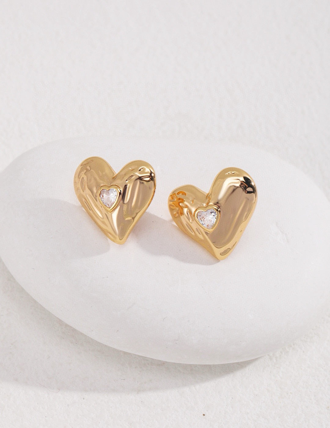 Sterling Silver Heart Zirconia Earrings