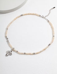 Sterling Silver Pearl Eternal Heart Knot Necklace（same earring sold out）