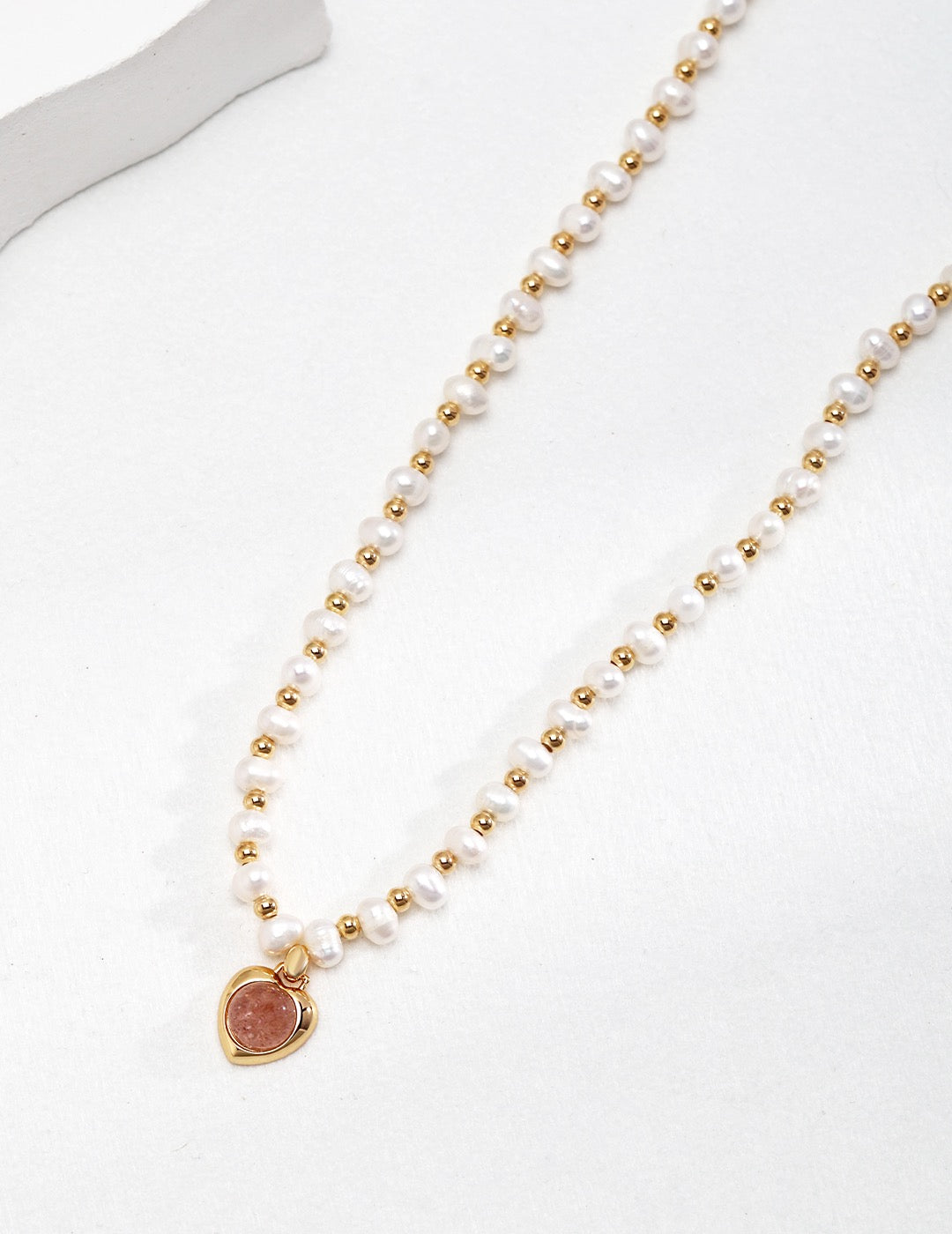 Natural Strawberry Crystal Pearl Necklace