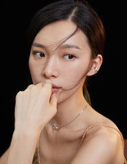 Model wearing Victoria Sterling Silver Ring in Platinum