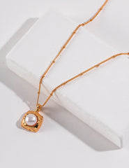 Retro gold color finish of Kaitlyn Sterling Silver Pearl Necklace