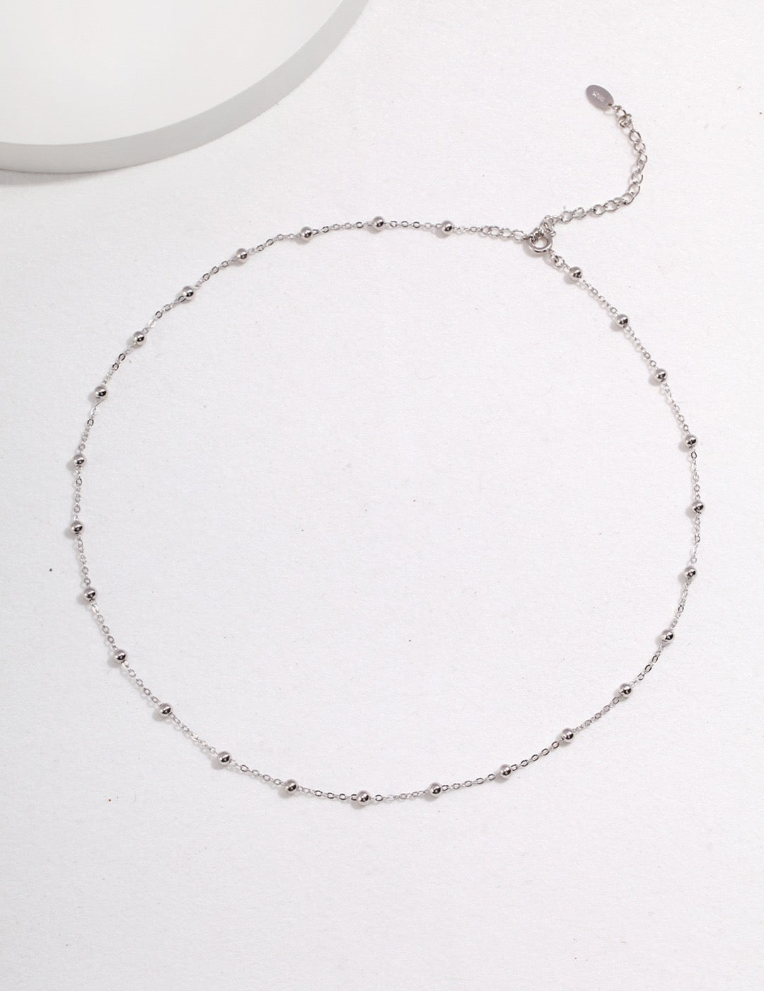 Close-up of S925 Silver Material on Quinn Sterling Silver Simple Necklace