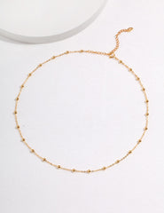 Quinn Sterling Silver Simple Necklace showing Bead Diameter and Chain Length