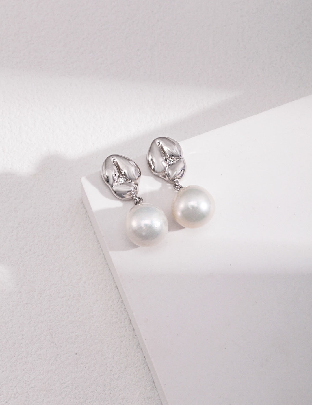 Natural Baroque pearl embellishment in Anthea Sterling Silver Earrings