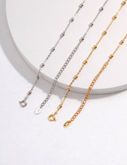 Quinn Sterling Silver Simple Necklace with Platinum and Vintage Gold Electroplating Detail